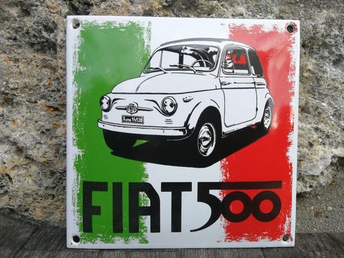 Plaque émaillée fiat 500 - plaque,