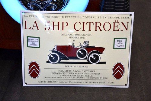 Plaque émaillée citroen 5hp - plaque,